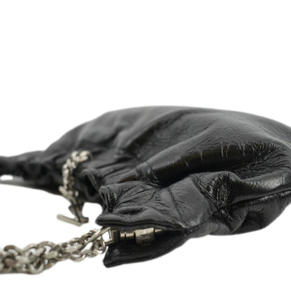 YVES SAINT LAURENT Pac Pac Ruched Leather Hobo Bag Black