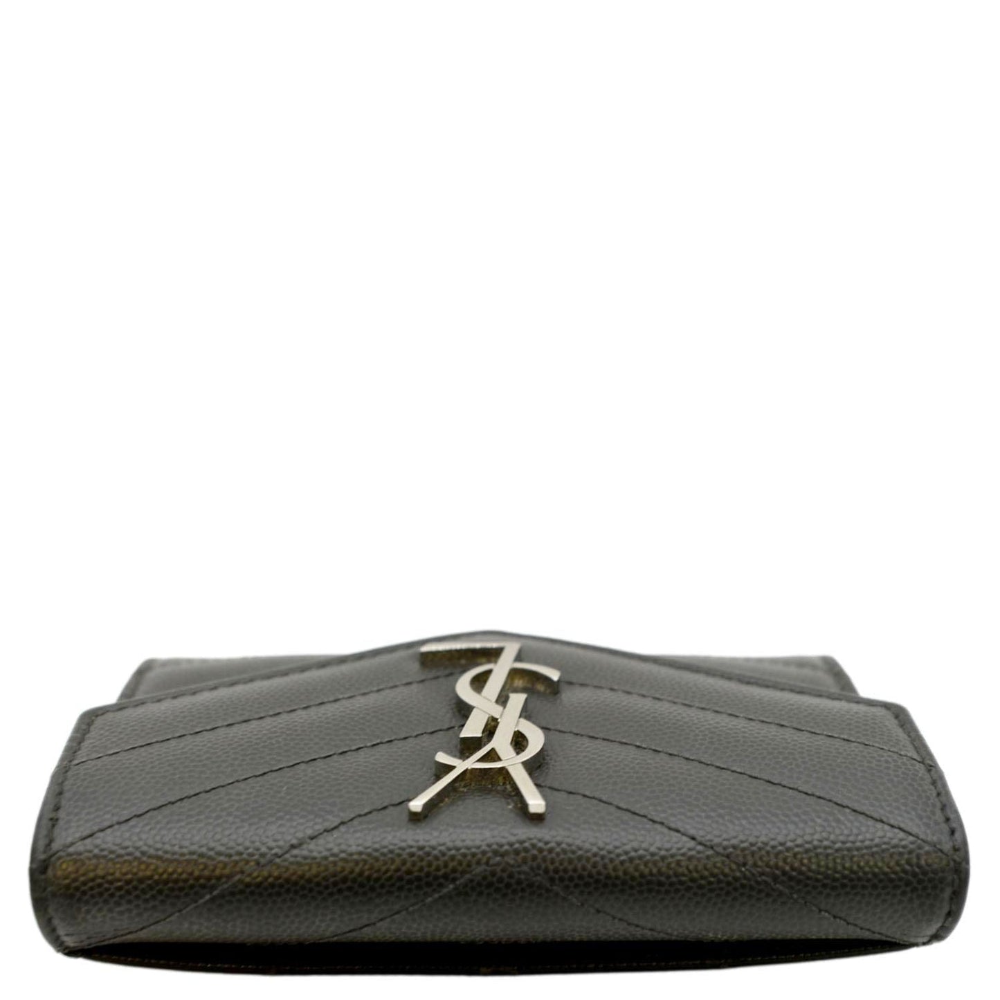 YVES SAINT LAURENT Flap Grain De Poudre Wallet Olive Green
