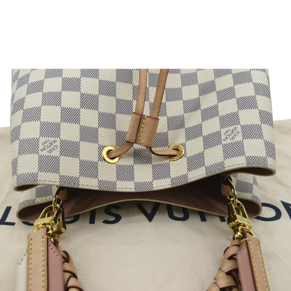 LOUIS VUITTON Neonoe Braided Handle Damier Azur Crossbody Bag White