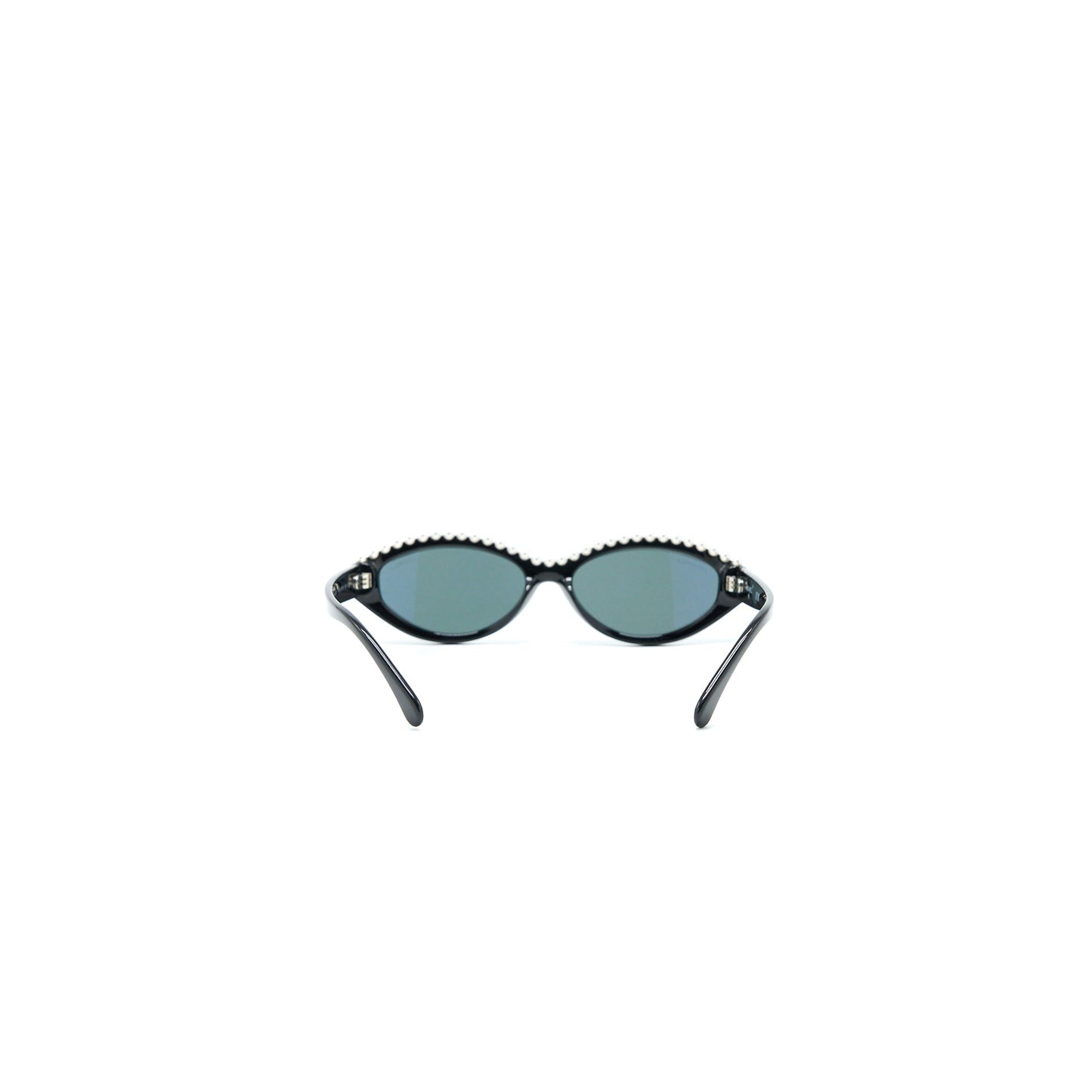 Chanel Oval Sunglasses Acetate & Imitation Pearls Black/White