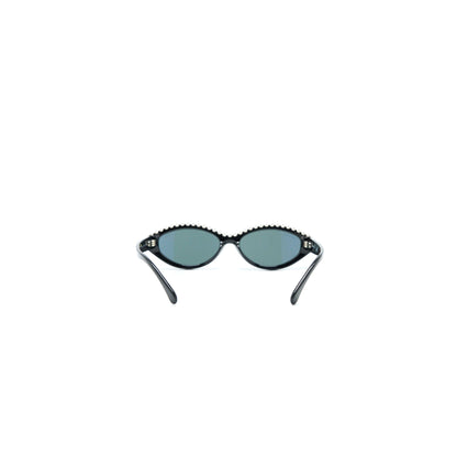Chanel Oval Sunglasses Acetate & Imitation Pearls Black/White