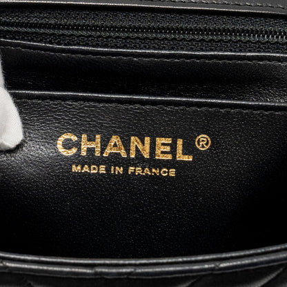 Chanel Mini Rectangular Flap Bag Chevron Lambskin Black