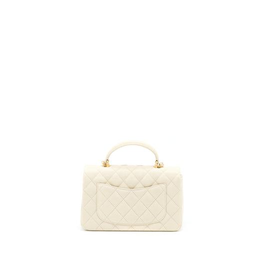 Chanel Top Handle Mini Rectangular Grained Calfskin Light Beige Brushed