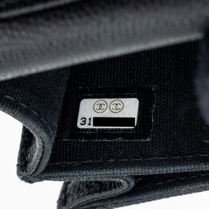 CHANEL MINI FLAP BAG WITH Coco Enamel CHAIN CAVIAR BLACK