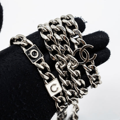 CHANEL MINI FLAP BAG WITH Coco Enamel CHAIN CAVIAR BLACK