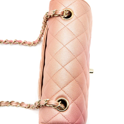 Chanel 21S Mini Rectangular Flap Bag Metallic Grained Lambskin Ombré Rose Gold L
