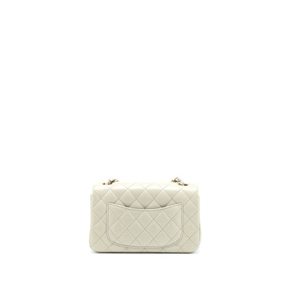 Chanel Mini Rectangular Flap Bag Lambskin Light Grey L (Microchip)