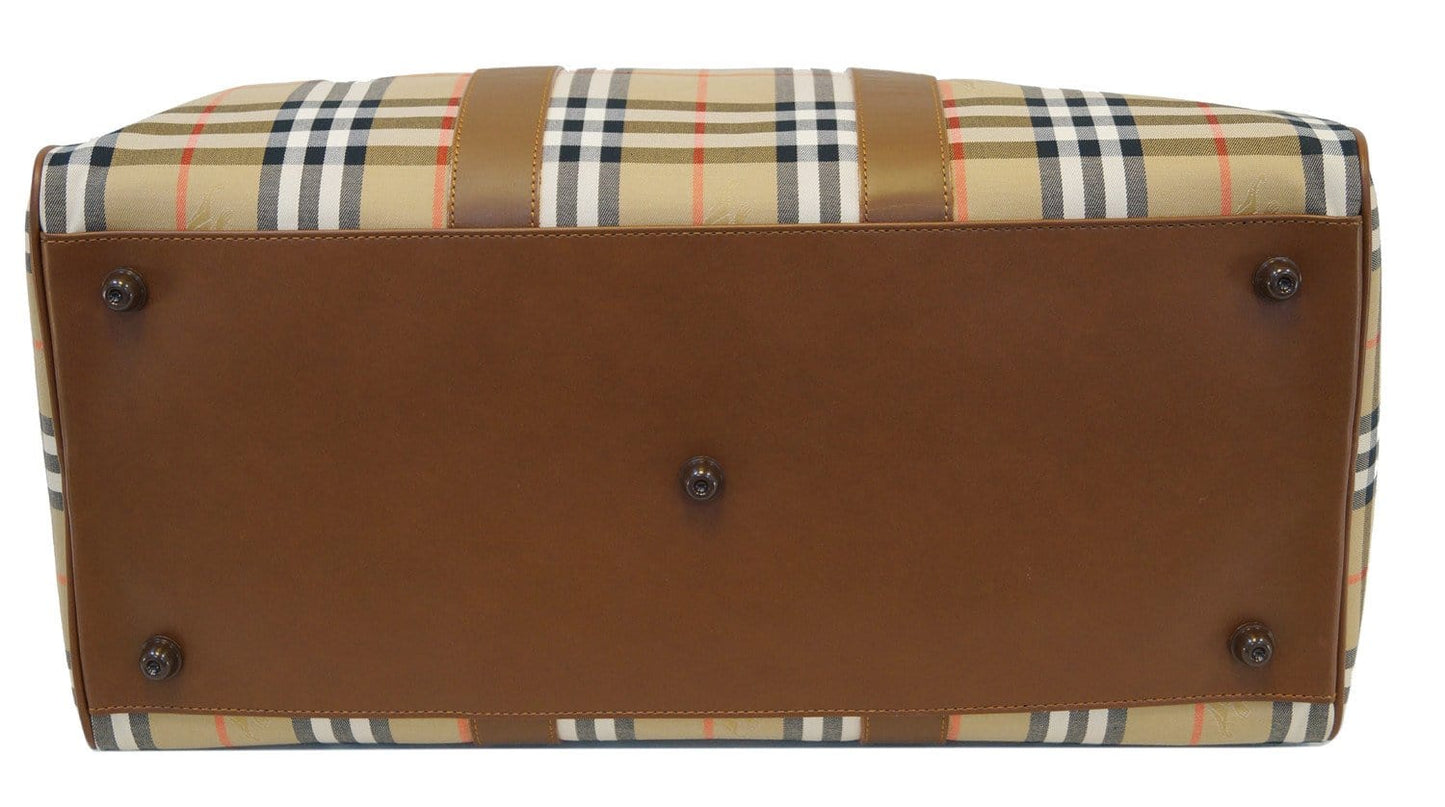 Burberry Nova Check PVC Leather Brown Beige Travel Bag