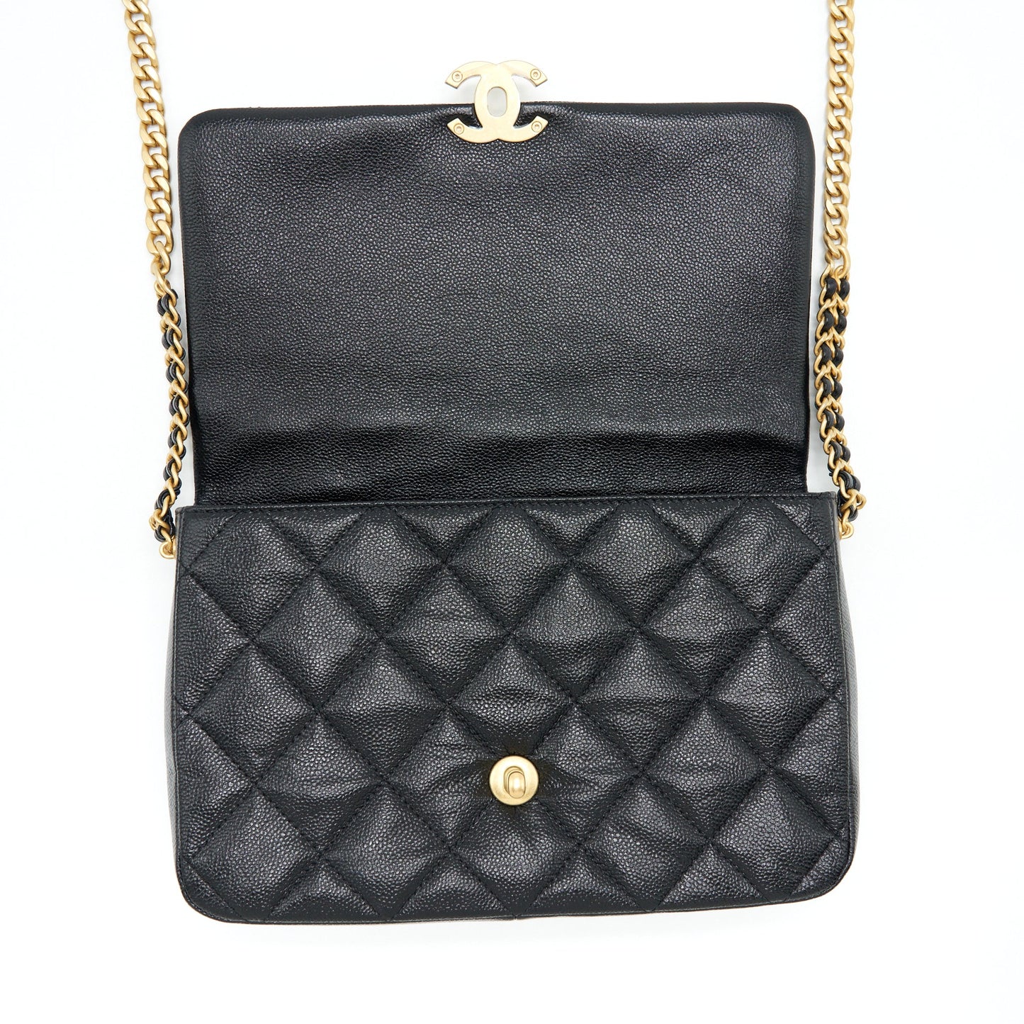 Chanel 22P Medium Melody Bag Grained Calfskin Black