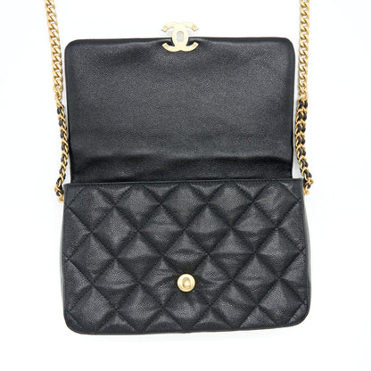 Chanel 22P Medium Melody Bag Grained Calfskin Black