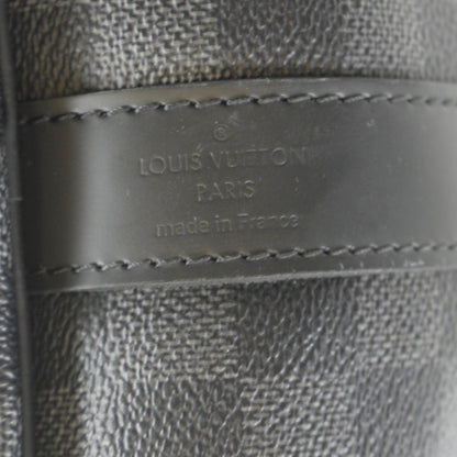 LOUIS VUITTON Keepall 55 Bandouliere Damier Graphite Travel Bag Black