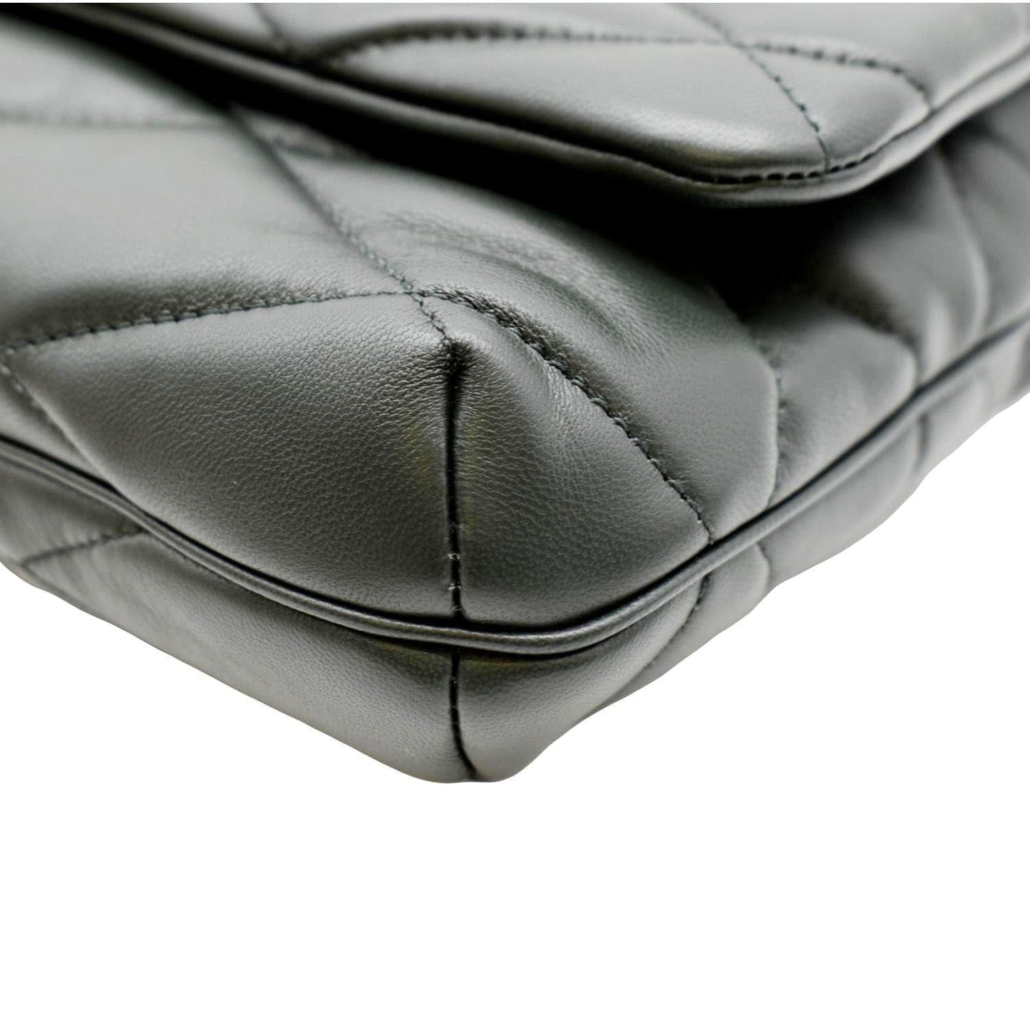 YVES SAINT LAURENT LE 57 Quilted Lambskin Leather Hobo Bag Green