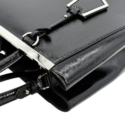 FENDI 2 Jours Patent Leather Shoulder Bag Black