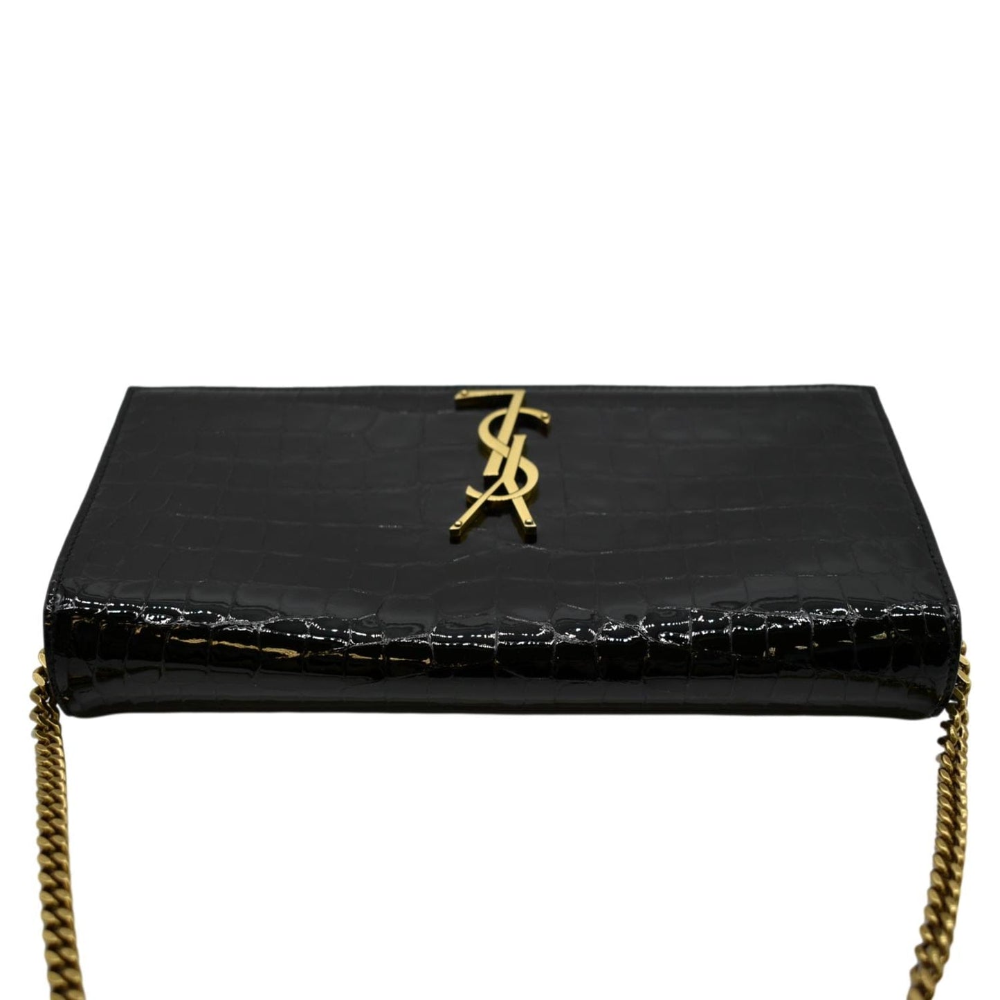 YVES SAINT LAURENT Kate 99 Embossed Alligator Leather Chain Shoulder Bag Black
