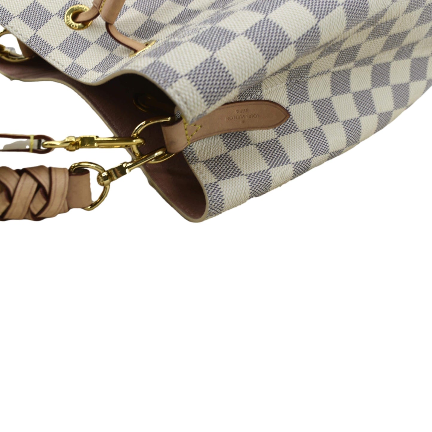 LOUIS VUITTON Neonoe Braided Handle Damier Azur Crossbody Bag White
