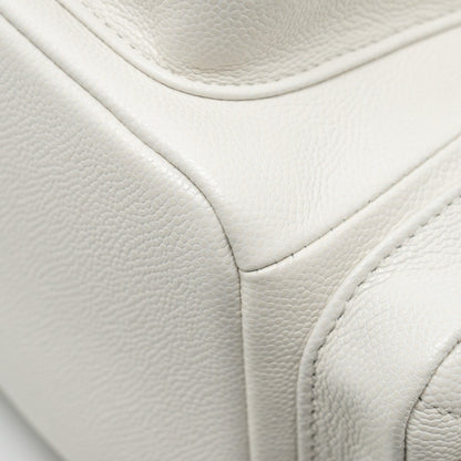 Chanel 23K Triple Pocket Mini Backpack Caviar White L (Microchip)