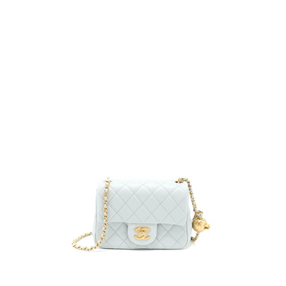 Chanel 23C Pearl Crush Mini Square Lambskin Light Grey  (Microchip)