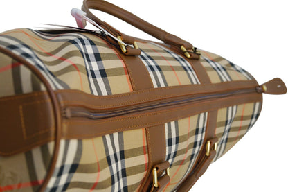 Burberry Nova Check PVC Leather Brown Beige Travel Bag