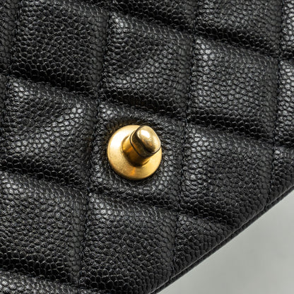 Chanel 21A Detailed Chains Flap Bag Caviar Black  (Microchip)