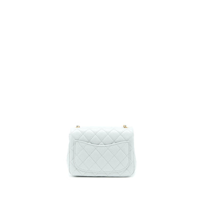 Chanel 23C Pearl Crush Mini Square Lambskin Light Grey  (Microchip)