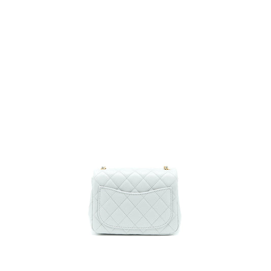 Chanel 23C Pearl Crush Mini Square Lambskin Light Grey  (Microchip)