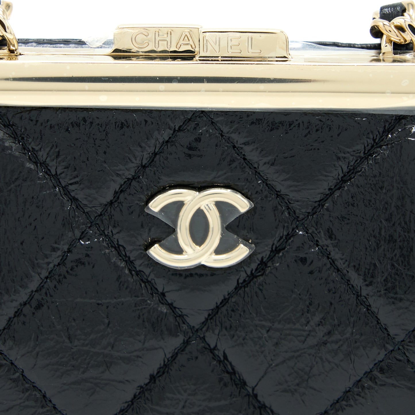 Chanel Quilted Mini Clip With Chain Aged Calfskin Black L
