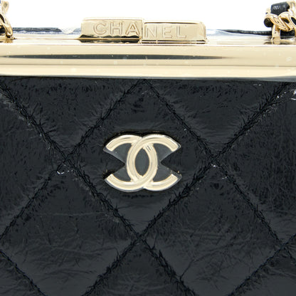 Chanel Quilted Mini Clip With Chain Aged Calfskin Black L
