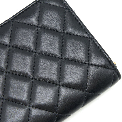 Chanel Pearl Crush Mini Flap Belt Bag with Chain Lambskin Black Brushed