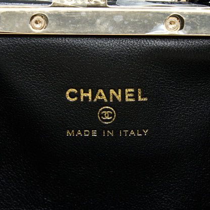 Chanel Quilted Mini Clip With Chain Aged Calfskin Black L