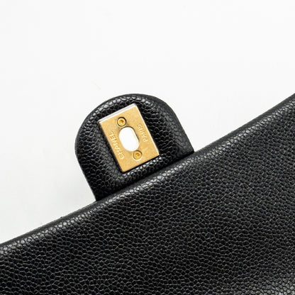 Chanel 21A Detailed Chains Flap Bag Caviar Black  (Microchip)