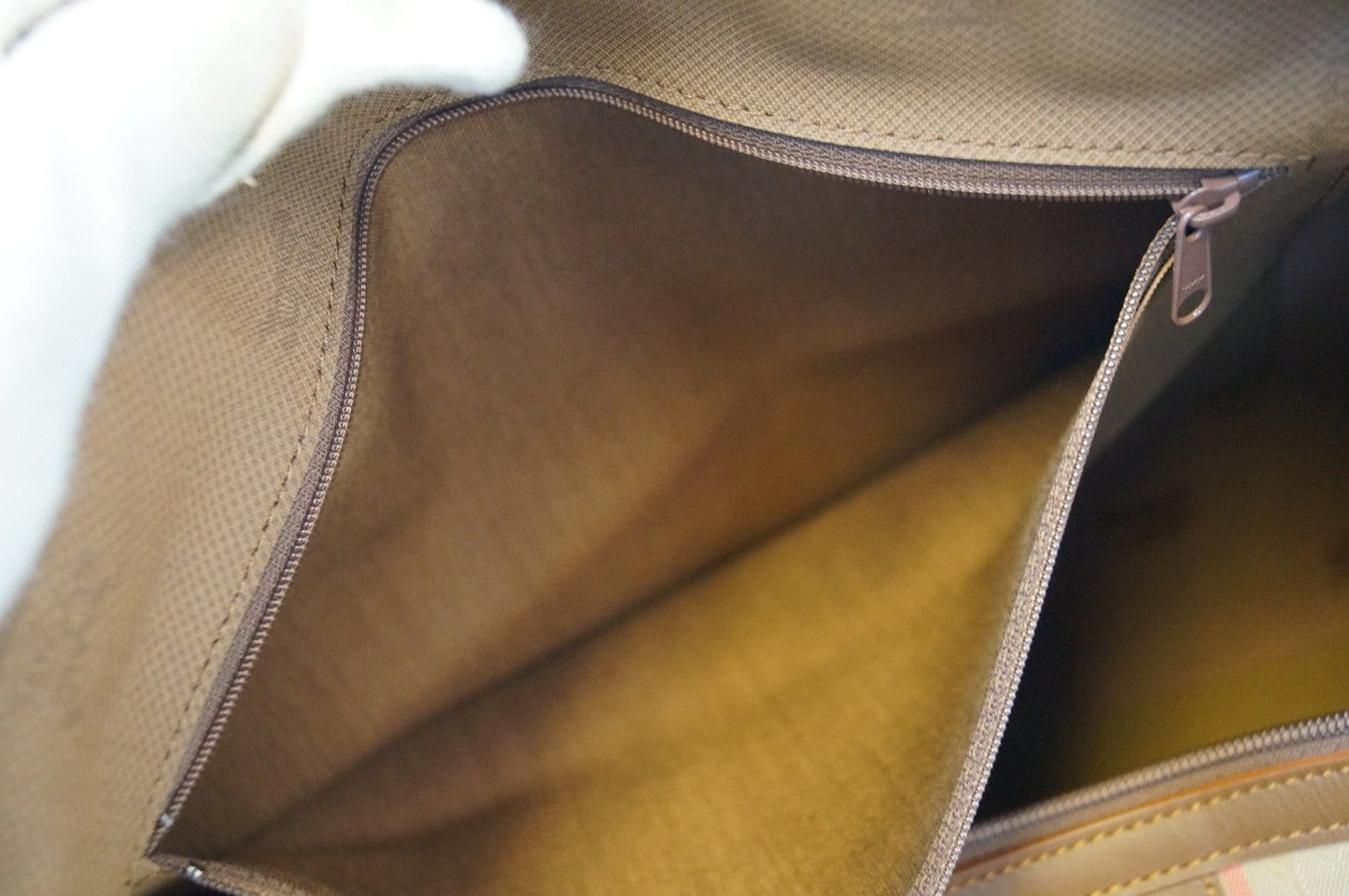 Burberry Nova Check PVC Leather Brown Beige Travel Bag