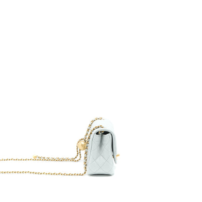 Chanel 23C Pearl Crush Mini Square Lambskin Light Grey  (Microchip)