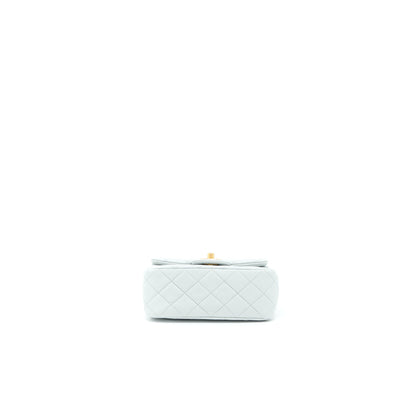 Chanel 23C Pearl Crush Mini Square Lambskin Light Grey  (Microchip)