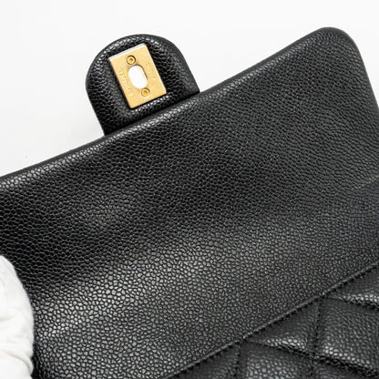Chanel 21A Detailed Chains Flap Bag Caviar Black  (Microchip)