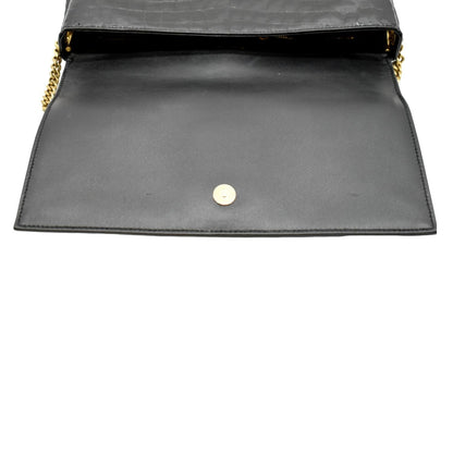 YVES SAINT LAURENT Kate 99 Embossed Alligator Leather Chain Shoulder Bag Black