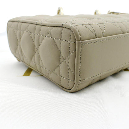 CHRISTIAN DIOR Lady D-Joy Medium Cannage Lambskin Chain Shoulder Bag Sand