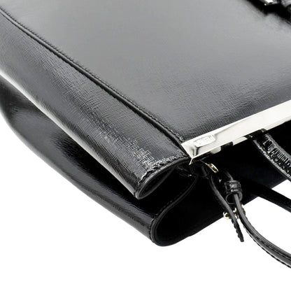FENDI 2 Jours Patent Leather Shoulder Bag Black