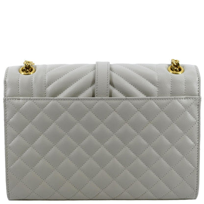YVES SAINT LAURENT Envelope Medium Matelasse Leather Crossbody Bag White