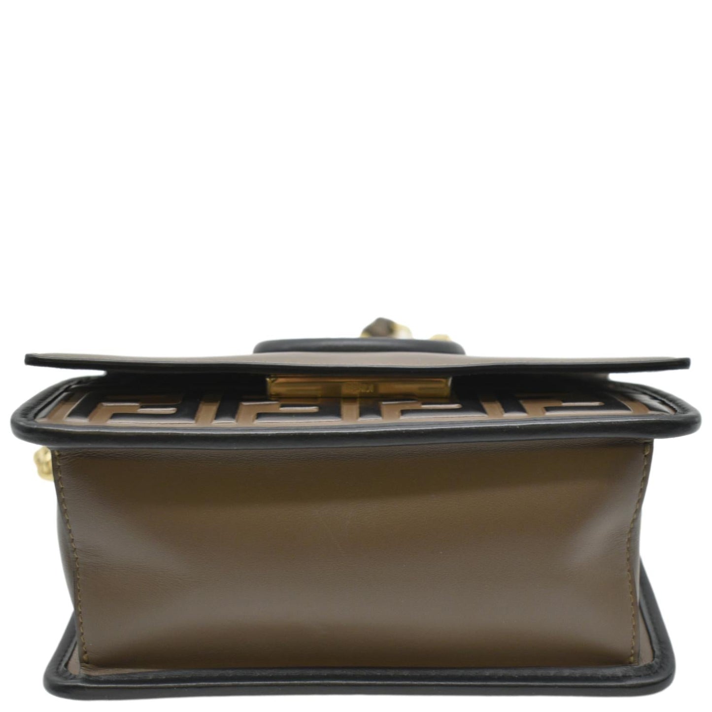 FENDI Kan I F Zucca Leather Shoulder Bag Brown