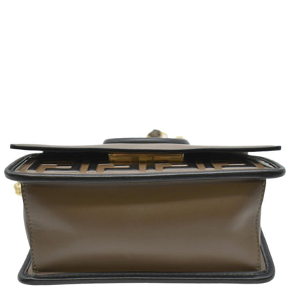 FENDI Kan I F Zucca Leather Shoulder Bag Brown
