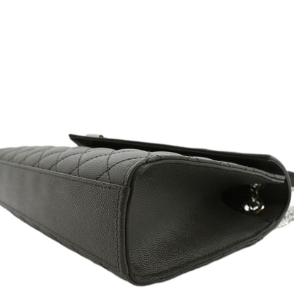 YVES SAINT LAURENT Envelope Chain Medium Mix Matelassé Leather Crossbody Bag Grey