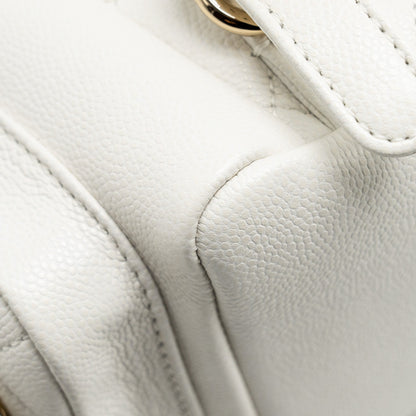 Chanel 23K Triple Pocket Mini Backpack Caviar White L (Microchip)