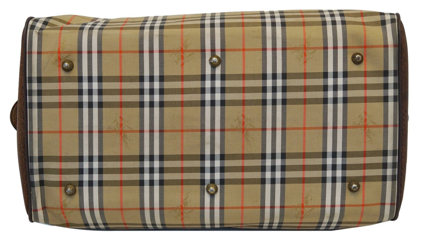 Burberry Travel Bag Nova Check Brown Leather