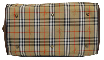 Burberry Travel Bag Nova Check Brown Leather