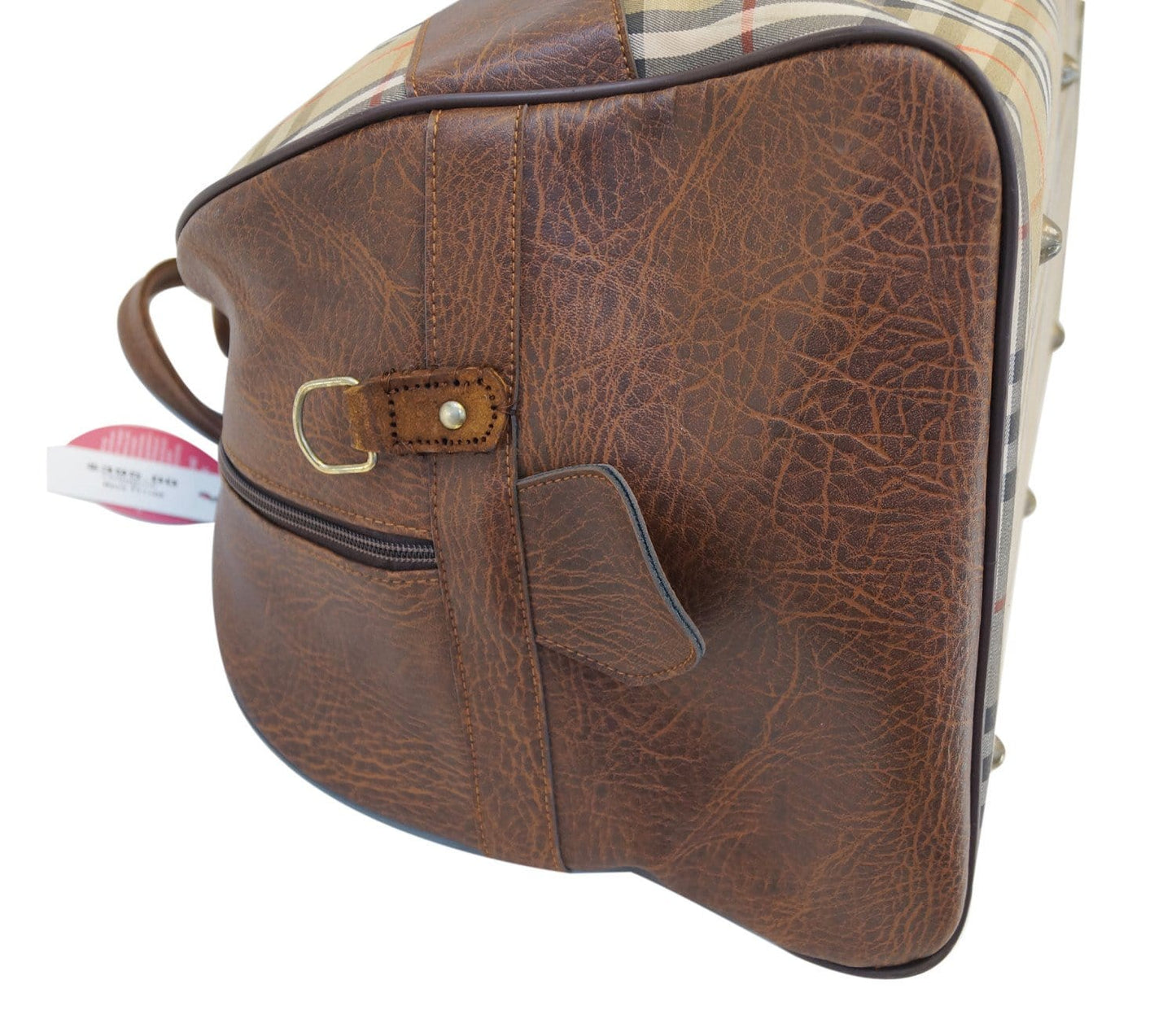 Burberry Travel Bag Nova Check Brown Leather