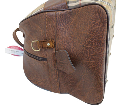 Burberry Travel Bag Nova Check Brown Leather