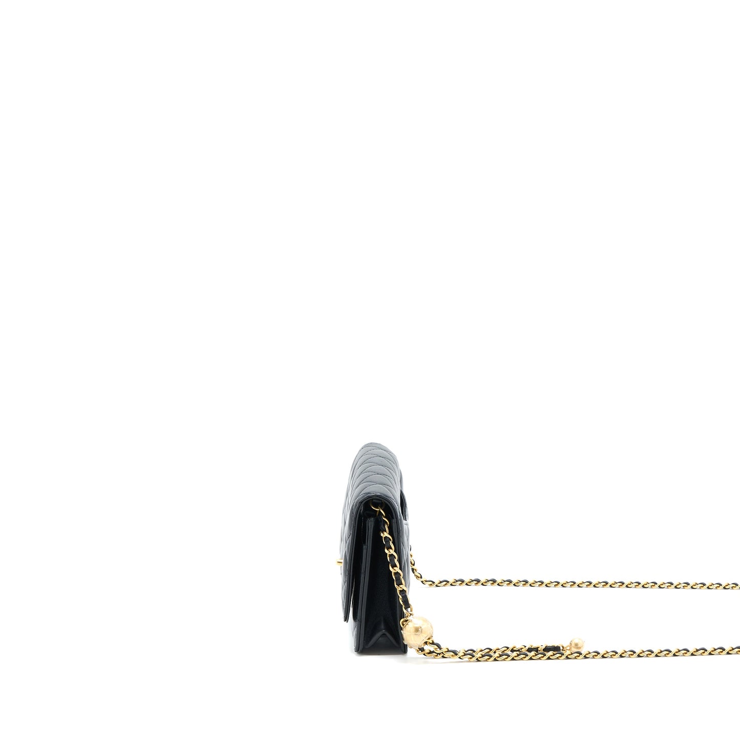 Chanel Pearl Crush Wallet on Chain Lambskin Black Brushed  (Microchip)