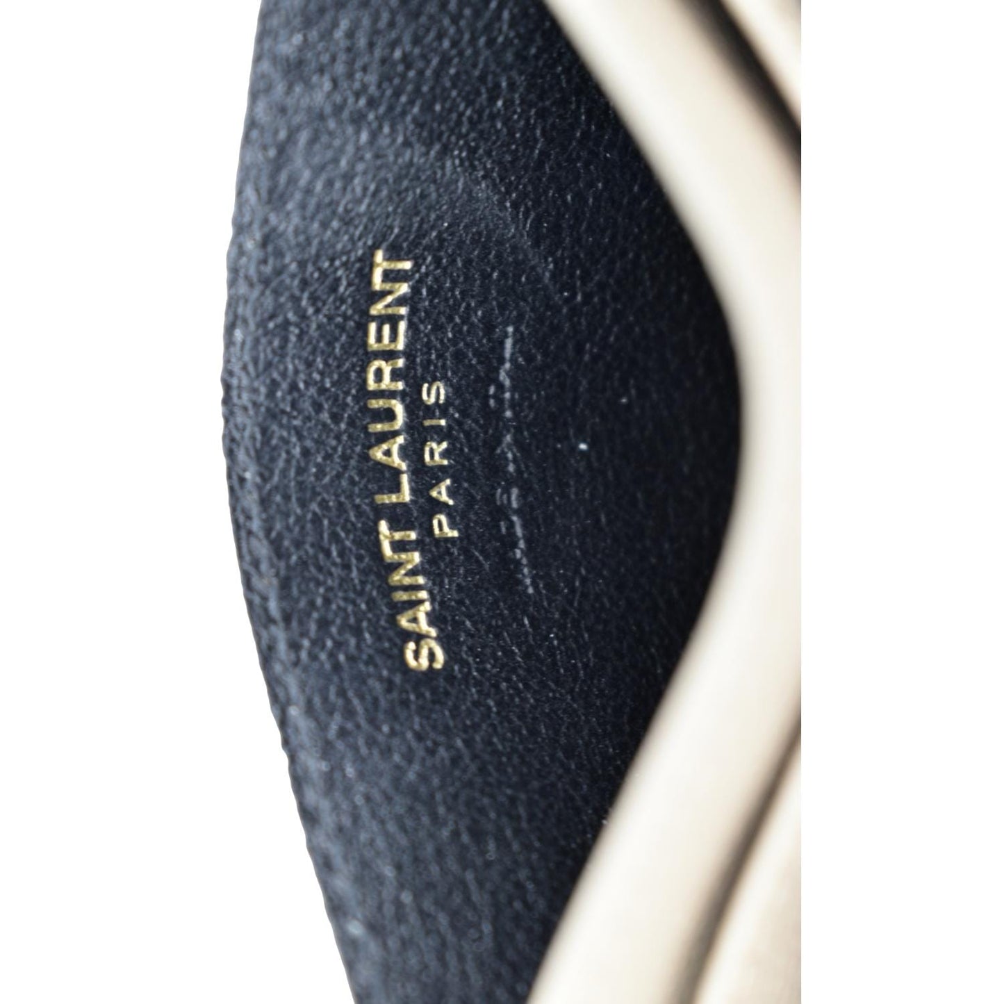 YVES SAINT LAURENT Monogram Grain Leather Card Case Beige