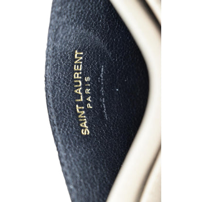 YVES SAINT LAURENT Monogram Grain Leather Card Case Beige