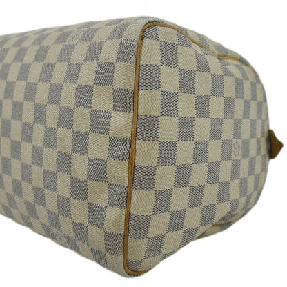 LOUIS VUITTON Speedy 30 Damier Azur Satchel Bag White